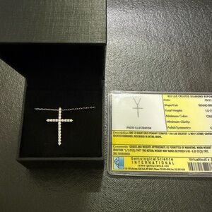 Classic 14k White Gold 1/2 Lab-Grown Diamond Cross Necklace From Kay Jewelers
